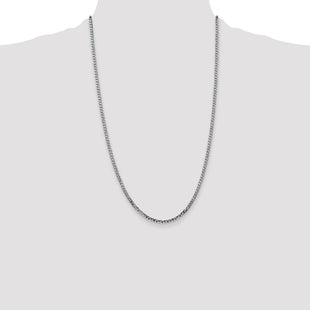 14K White Gold Flat Beveled Curb with Lobster Clasp Chain (Style WFBU080-26)