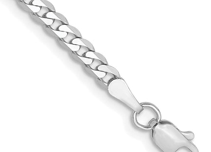14K White Gold Flat Beveled Curb with Lobster Clasp Bracelet (Style WFBU080-7)