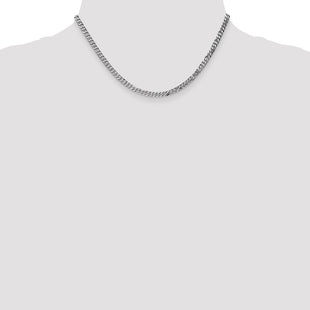14K White Gold Flat Beveled Curb with Lobster Clasp Chain (Style WFBU100-16)