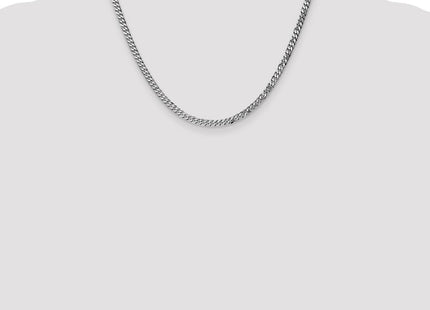 14K White Gold Flat Beveled Curb with Lobster Clasp Chain (Style WFBU100-18)