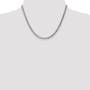 14K White Gold Flat Beveled Curb with Lobster Clasp Chain (Style WFBU100-18)