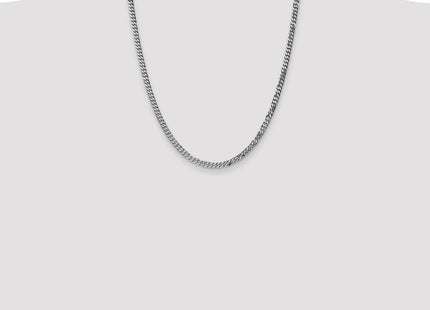 14K White Gold Flat Beveled Curb with Lobster Clasp Chain (Style WFBU100-22)