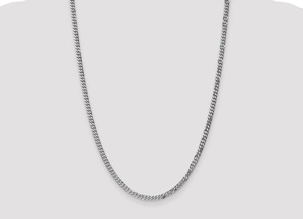 14K White Gold Flat Beveled Curb with Lobster Clasp Chain (Style WFBU100-24)