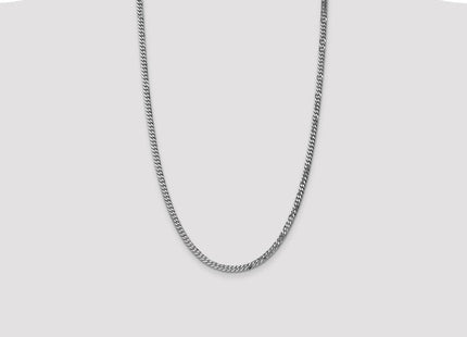 14K White Gold Flat Beveled Curb with Lobster Clasp Chain (Style WFBU100-26)
