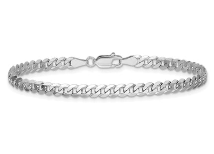 14K White Gold Flat Beveled Curb with Lobster Clasp Bracelet (Style WFBU100-7)