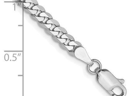 14K White Gold Flat Beveled Curb with Lobster Clasp Bracelet (Style WFBU100-7)