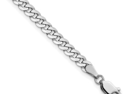 14K White Gold Flat Beveled Curb with Lobster Clasp Bracelet (Style WFBU100-7)
