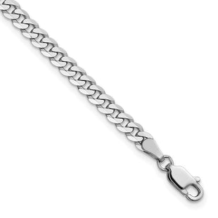 14K White Gold Flat Beveled Curb with Lobster Clasp Bracelet (Style WFBU100-7)