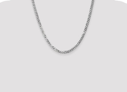 14K White Gold Flat Beveled Curb with Lobster Clasp Chain (Style WFBU120-20)