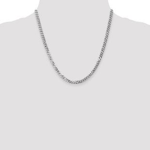 14K White Gold Flat Beveled Curb with Lobster Clasp Chain (Style WFBU120-20)