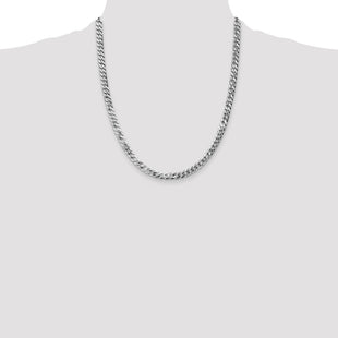 14K White Gold Flat Beveled Curb with Lobster Clasp Chain (Style WFBU120-22)