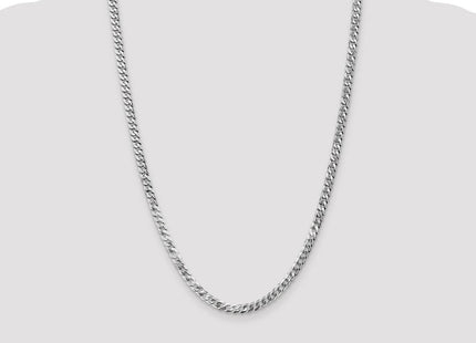 14K White Gold Flat Beveled Curb with Lobster Clasp Chain (Style WFBU120-24)