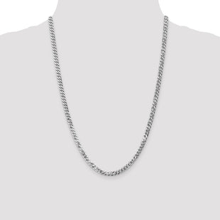 14K White Gold Flat Beveled Curb with Lobster Clasp Chain (Style WFBU120-24)