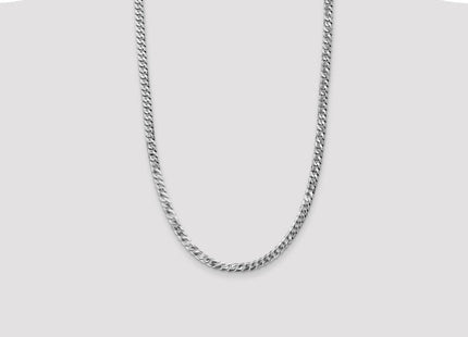 14K White Gold Flat Beveled Curb with Lobster Clasp Chain (Style WFBU120-26)