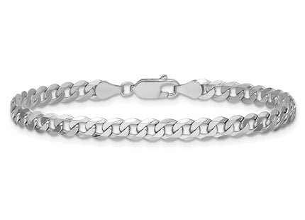 14K White Gold Flat Beveled Curb with Lobster Clasp Bracelet, 7 x 4.75mm