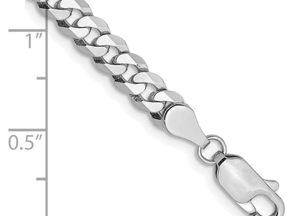 14K White Gold Flat Beveled Curb with Lobster Clasp Bracelet (Style WFBU120-7)