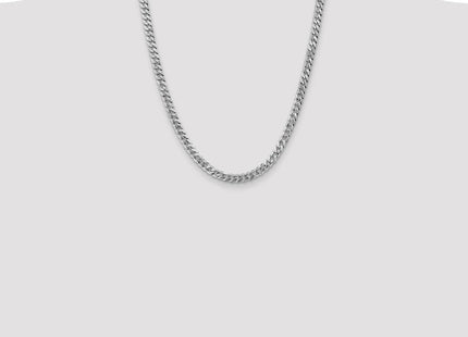 14K White Gold Flat Beveled Curb with Lobster Clasp Chain (Style WFBU140-22)