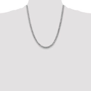14K White Gold Flat Beveled Curb with Lobster Clasp Chain (Style WFBU140-22)