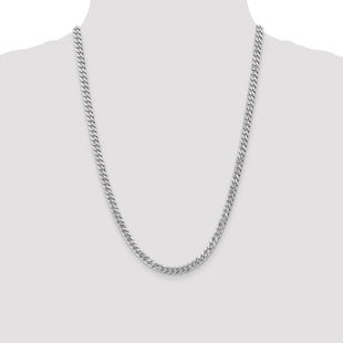 14K White Gold Flat Beveled Curb with Lobster Clasp Chain (Style WFBU140-24)