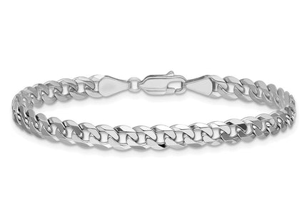 14K White Gold Flat Beveled Curb with Lobster Clasp Bracelet (Style WFBU140-7)