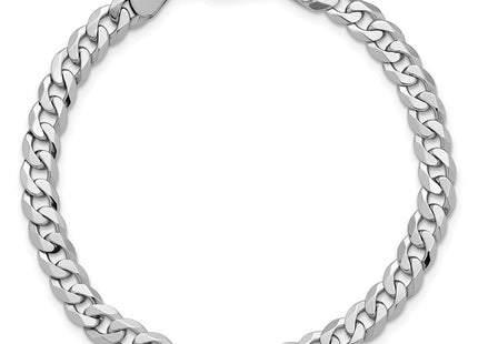 14K White Gold Flat Beveled Curb with Lobster Clasp Bracelet (Style WFBU140-7)