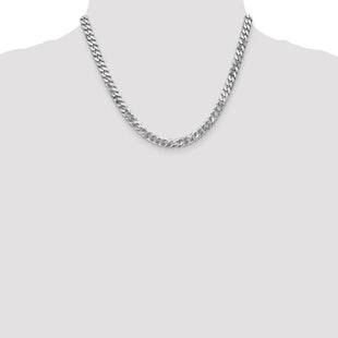 14K White Gold Flat Beveled Curb with Lobster Clasp Chain (Style WFBU160-18)