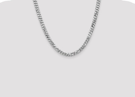 14K White Gold Flat Beveled Curb with Lobster Clasp Chain (Style WFBU160-20)