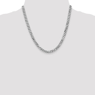 14K White Gold Flat Beveled Curb with Lobster Clasp Chain (Style WFBU160-20)