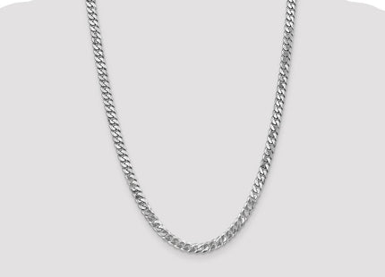 14K White Gold Flat Beveled Curb with Lobster Clasp Chain (Style WFBU160-24)