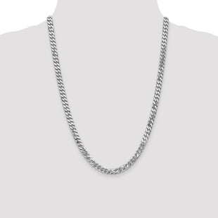 14K White Gold Flat Beveled Curb with Lobster Clasp Chain (Style WFBU160-24)