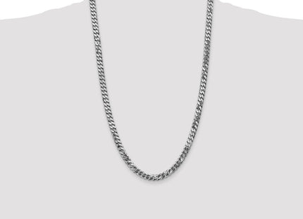 14K White Gold Flat Beveled Curb with Lobster Clasp Chain (Style WFBU160-26)