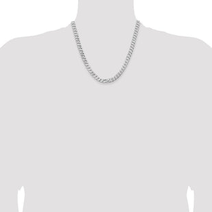 14K White Gold Flat Beveled Curb with Lobster Clasp Chain (Style WFBU180-20)