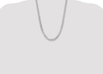 14K White Gold Flat Beveled Curb with Lobster Clasp Chain (Style WFBU180-24)