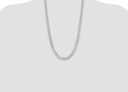 14K White Gold Flat Beveled Curb with Lobster Clasp Chain (Style WFBU180-26)