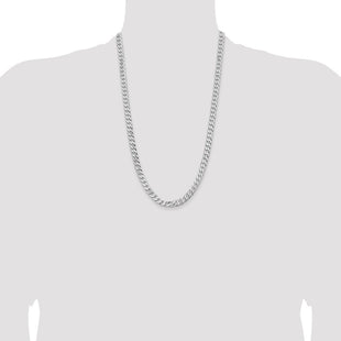 14K White Gold Flat Beveled Curb with Lobster Clasp Chain (Style WFBU180-26)