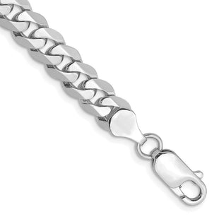 14K White Gold Flat Beveled Curb with Lobster Clasp Bracelet (Style WFBU180-8)