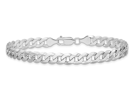 14K White Gold Flat Beveled Curb with Lobster Clasp Chain (Style WFBU180-9)