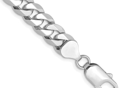 14K White Gold Flat Beveled Curb with Lobster Clasp Bracelet (Style WFBU200-8)