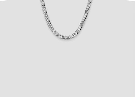 14K White Gold Flat Beveled Curb with Lobster Clasp Chain (Style WFBU220-20)
