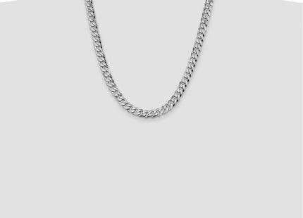 14K White Gold Flat Beveled Curb with Lobster Clasp Chain (Style WFBU220-22)
