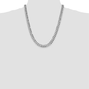 14K White Gold Flat Beveled Curb with Lobster Clasp Chain (Style WFBU220-22)