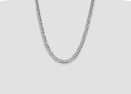 14K White Gold Flat Beveled Curb with Lobster Clasp Chain (Style WFBU220-24)