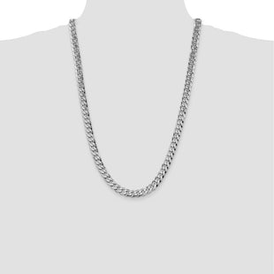 14K White Gold Flat Beveled Curb with Lobster Clasp Chain (Style WFBU220-26)