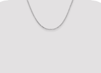 14K White Gold Flat Figaro with Lobster Clasp Chain (Style WFIG060-18)
