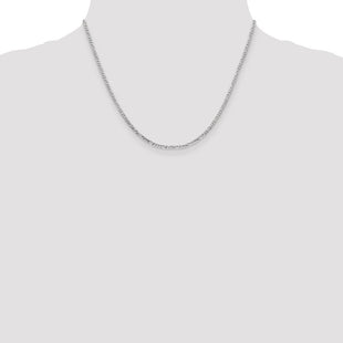 14K White Gold Flat Figaro with Lobster Clasp Chain (Style WFIG060-18)