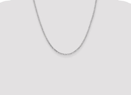14K White Gold Flat Figaro with Lobster Clasp Chain (Style WFIG060-20)