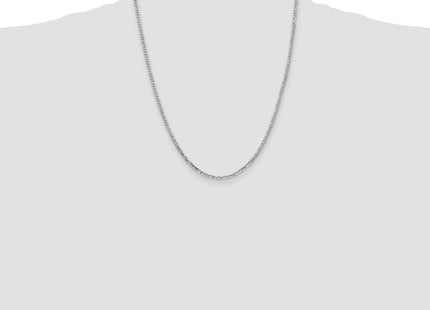 14K White Gold Flat Figaro with Lobster Clasp Chain (Style WFIG060-22)
