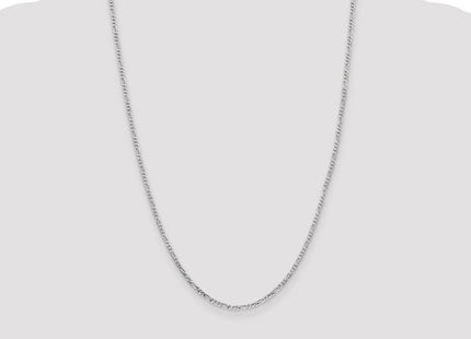14K White Gold Flat Figaro with Lobster Clasp Chain (Style WFIG060-24)