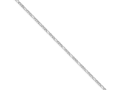 14K White Gold Flat Figaro with Lobster Clasp Bracelet (Style WFIG060-7)