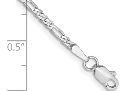 14K White Gold Flat Figaro with Lobster Clasp Bracelet (Style WFIG060-7)